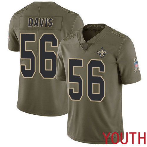 New Orleans Saints Limited Olive Youth DeMario Davis Jersey NFL Football #56 2017 Salute to Service Jersey->youth nfl jersey->Youth Jersey